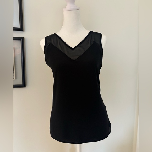 INC International Concepts Black Sleeveless Sheer-Trim Top – XS - Picture 2 of 4